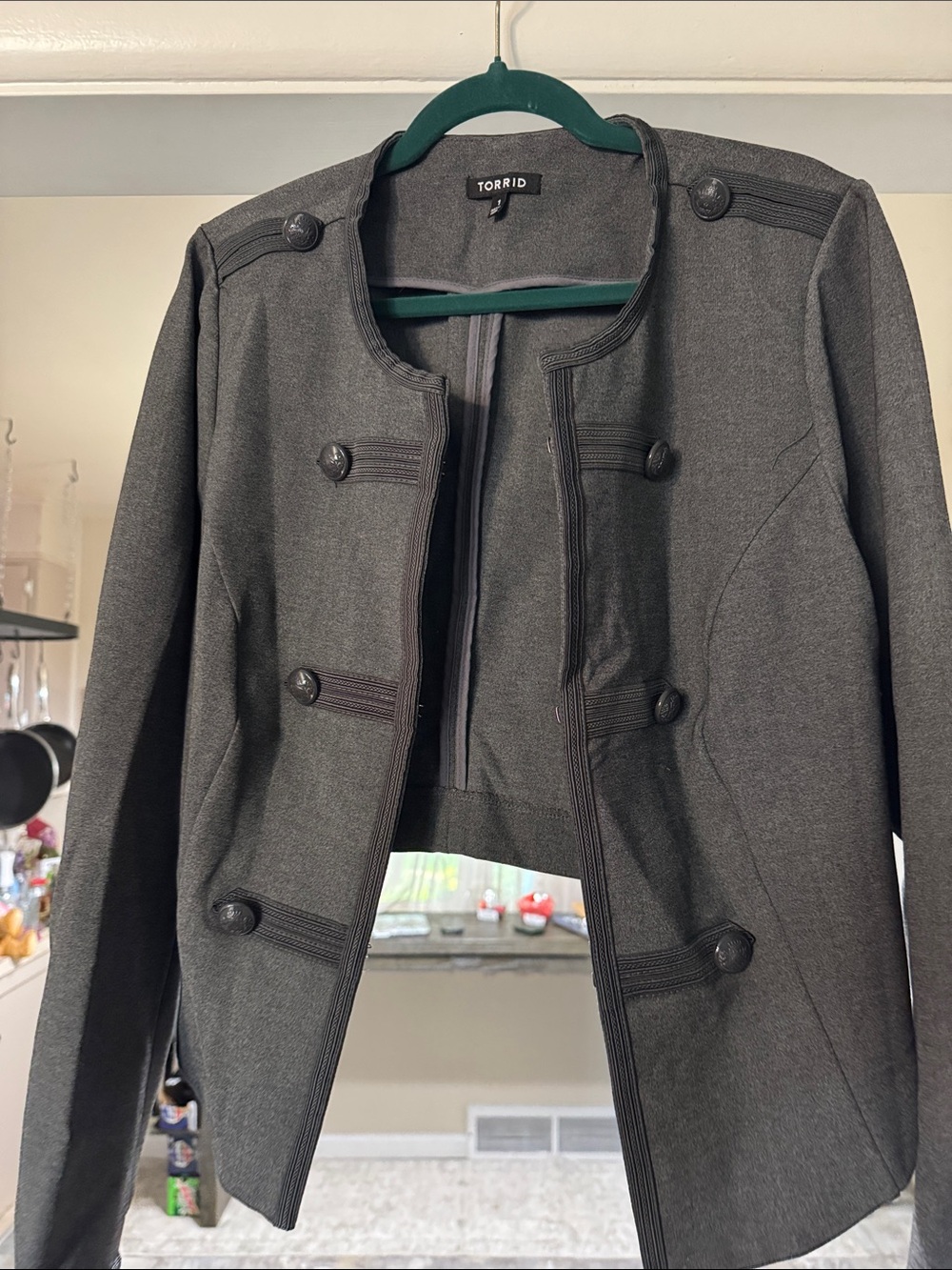 torrid Charcoal Gray Military-Style Cropped Blazer